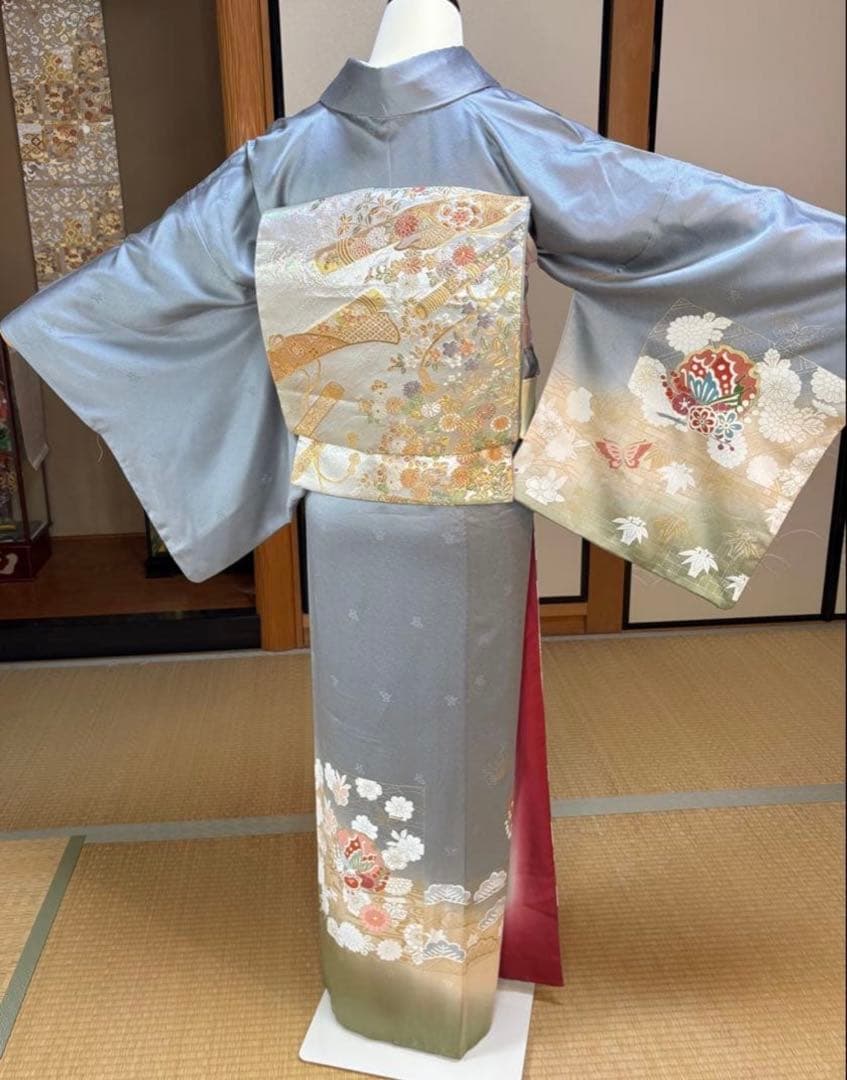 ⭐️華やかフォーマル4点フルセット 正絹訪問着　袋帯　帯締め帯揚げ