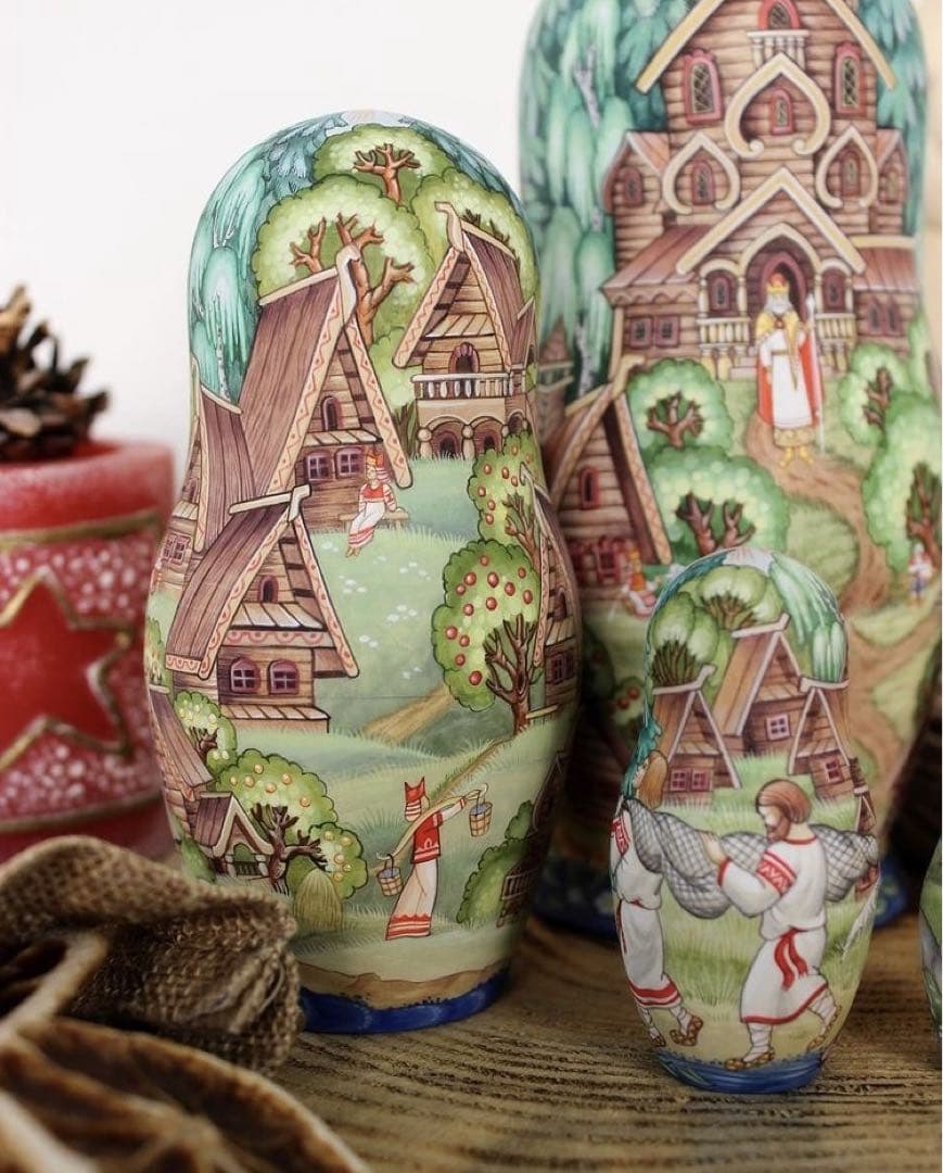 ロシア雑貨☆イコン マトリョーシカ民話(5P)コブロフ工房
