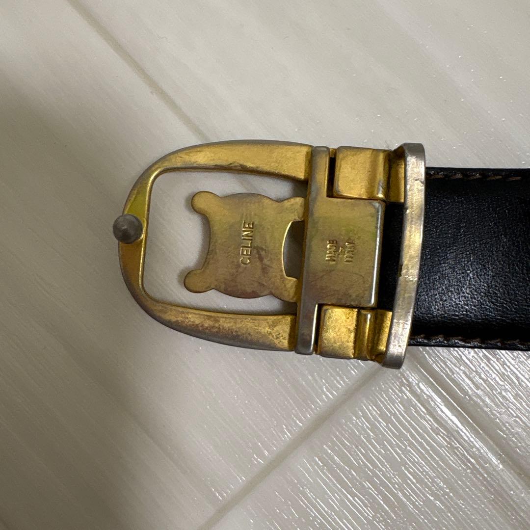 【CÉLINE セリーヌ】ヴィンテージ　レザーベルト 赤茶