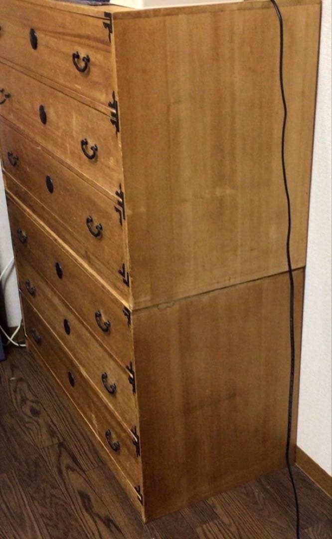 桐タンス 稲穂プレート 和タンス 古家具 三段チェスト 引き出し