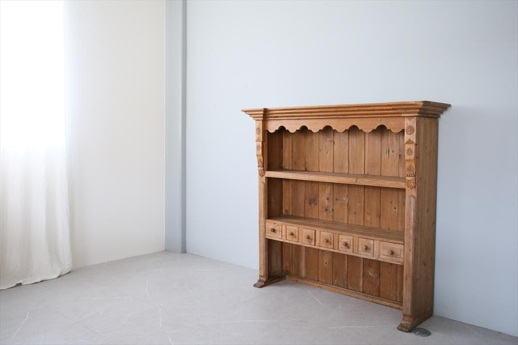 英国アンティーク木製ブックシェルフ/本棚/食器棚/飾り棚/ラック(88-81-2