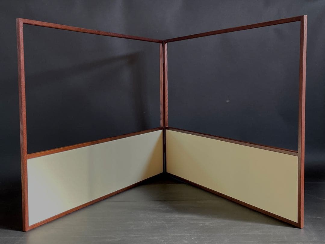 【美品】「母」 網代 鳥の子 両面使い 上透かし 風炉先屏風 桑枠 （206②）