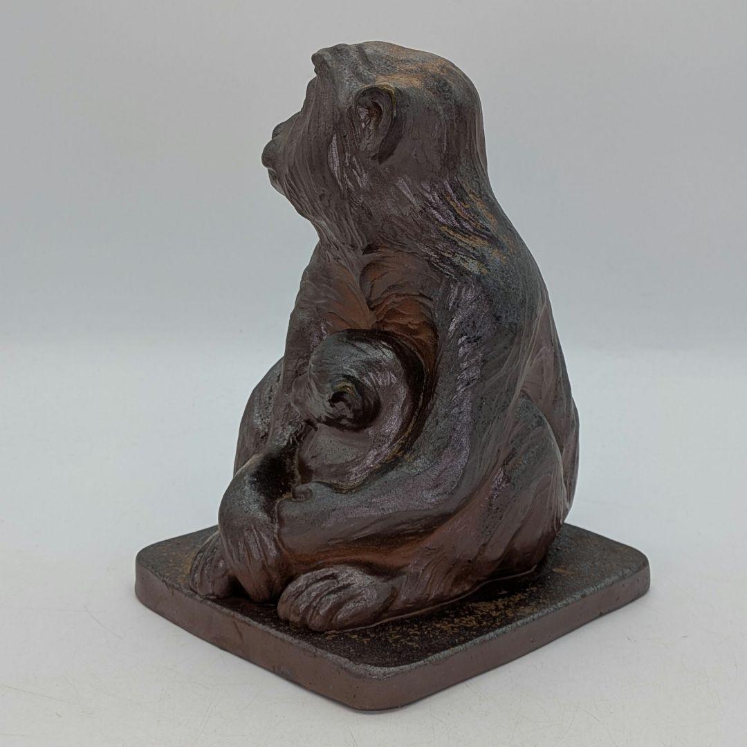 武用君彦 備前焼 干支置物「壬申」 共箱共布栞 申年 親子猿 サル 陶彫 在銘