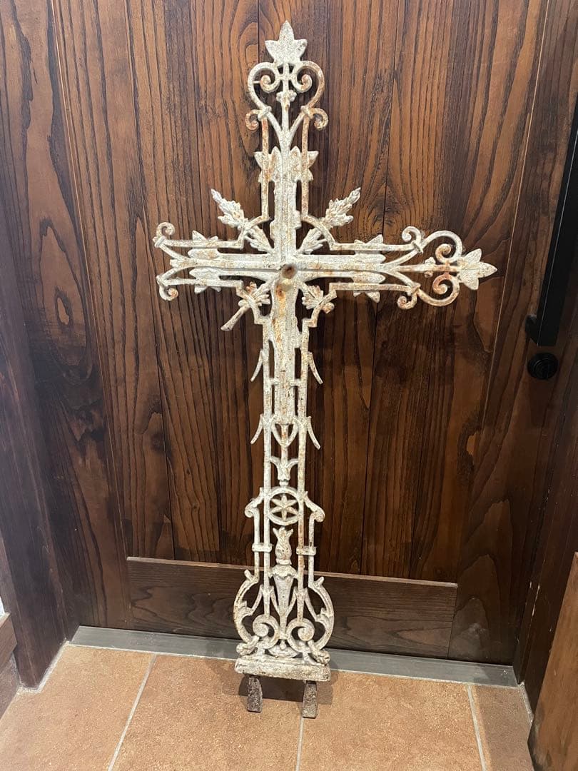 フランスアンティーク　アイアンクロス　鉄製十字架　キリスト　オブジェ