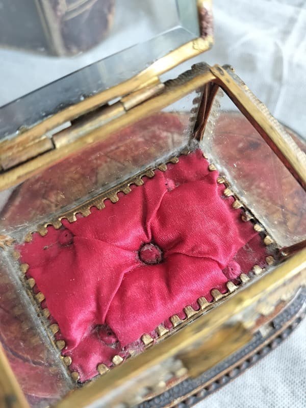 フランス アンティーク クリスタル 5面 ジュエリーケース 1900年　美品