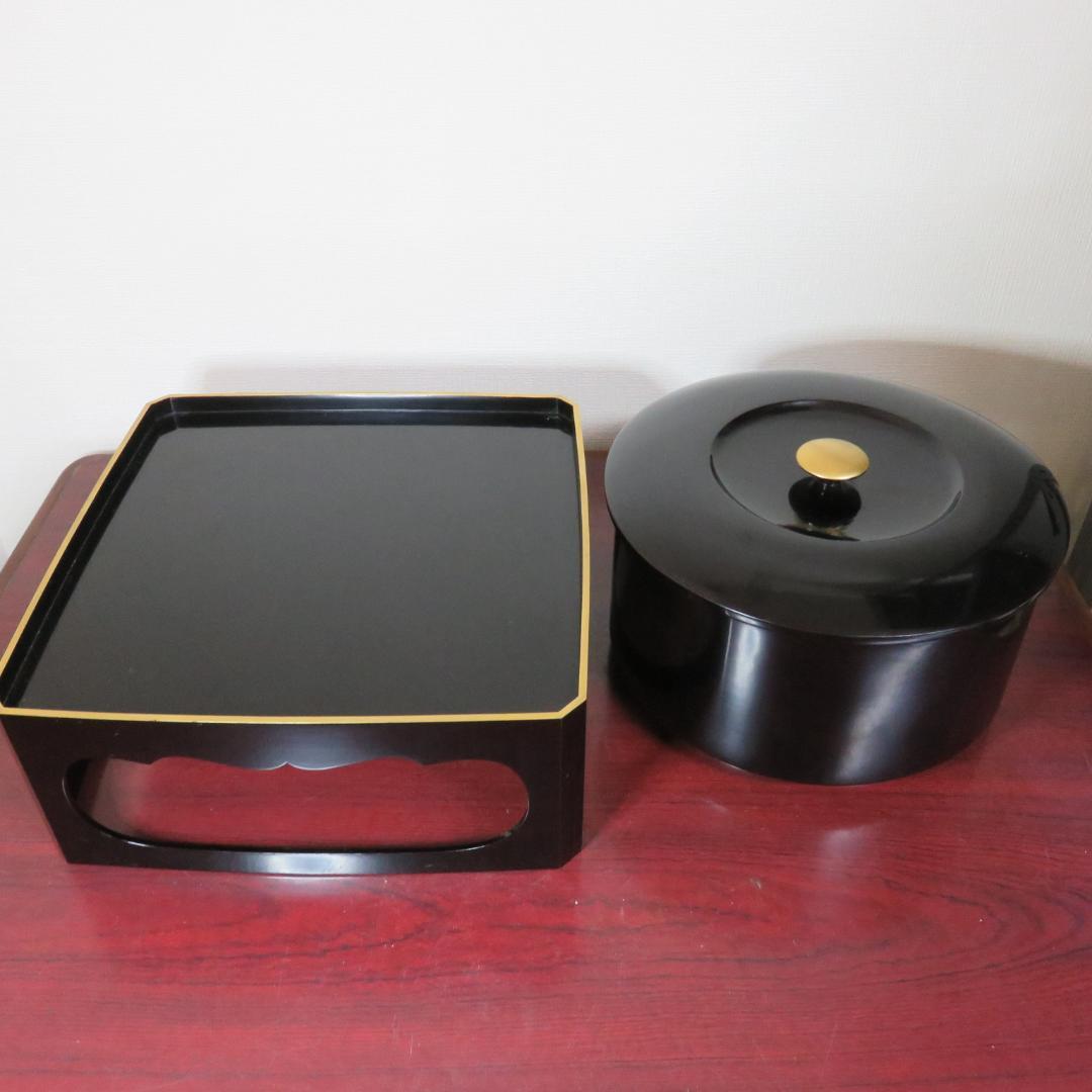 おひつ 御櫃 お膳 木製 漆塗り 漆器 黒塗 しゃもじ付き