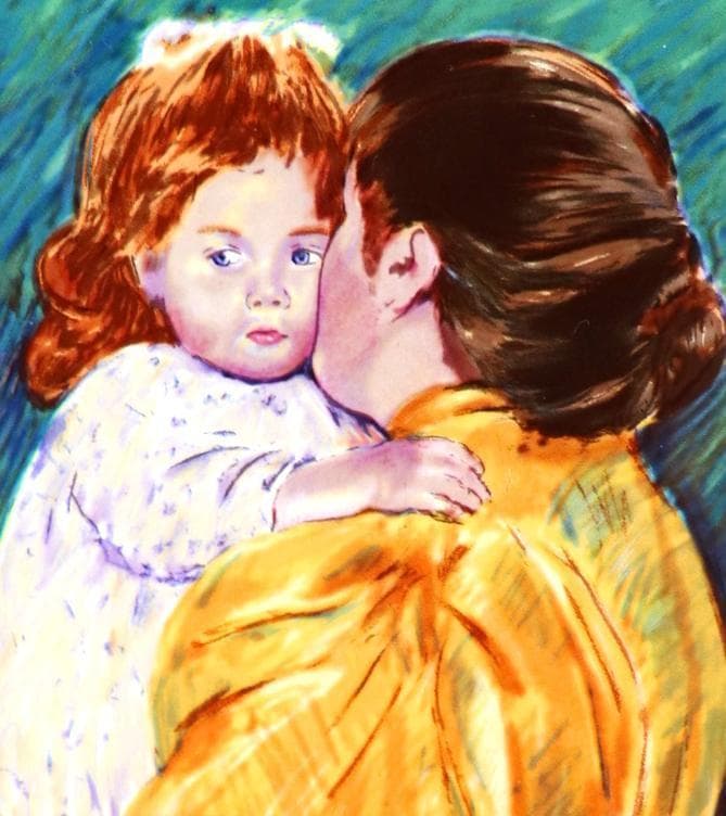 マタニティ・キス ヴィンテージ ステンドグラス メアリ―・カサット 母と子