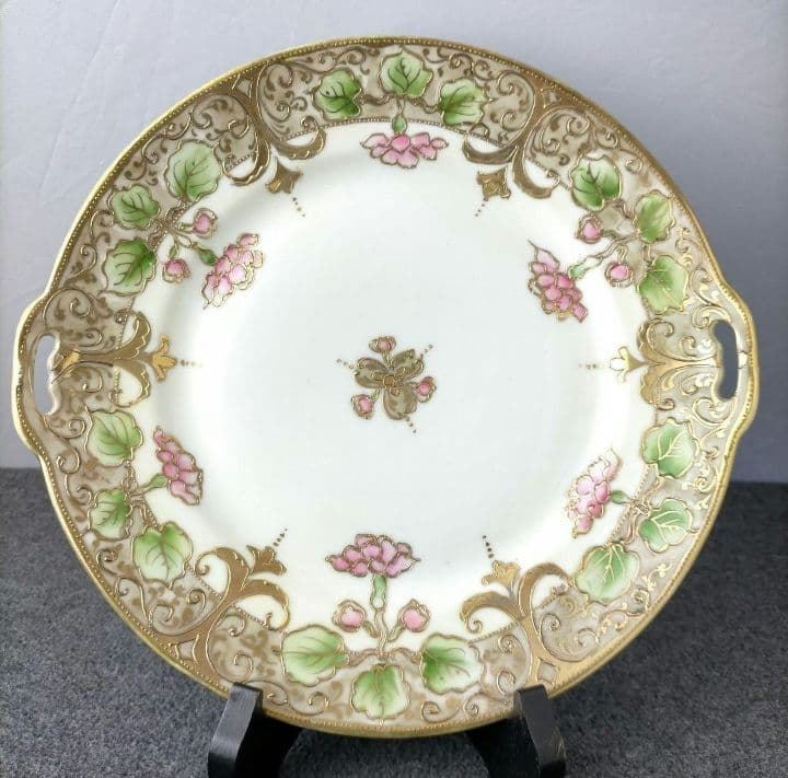 期間限定セール★オールドノリタケ 4点セット 金彩点盛り薔薇絵皿