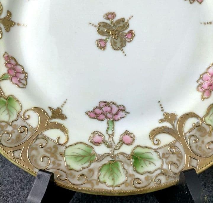 期間限定セール★オールドノリタケ 4点セット 金彩点盛り薔薇絵皿