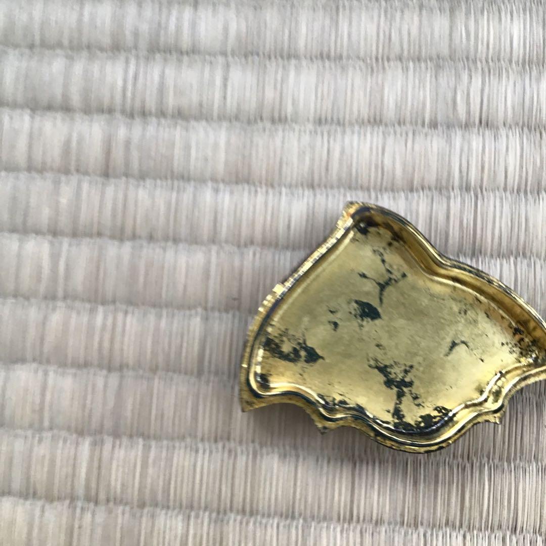 骨董品　茶道具　香合　黒柿千鳥香合　内側金箔(傷)銅板付属　配送桐箱　S97KG