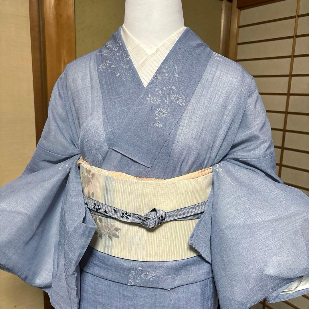 白太郎　未使用近い　美品　化繊　紗紬風　小紋　フルセット　身丈161