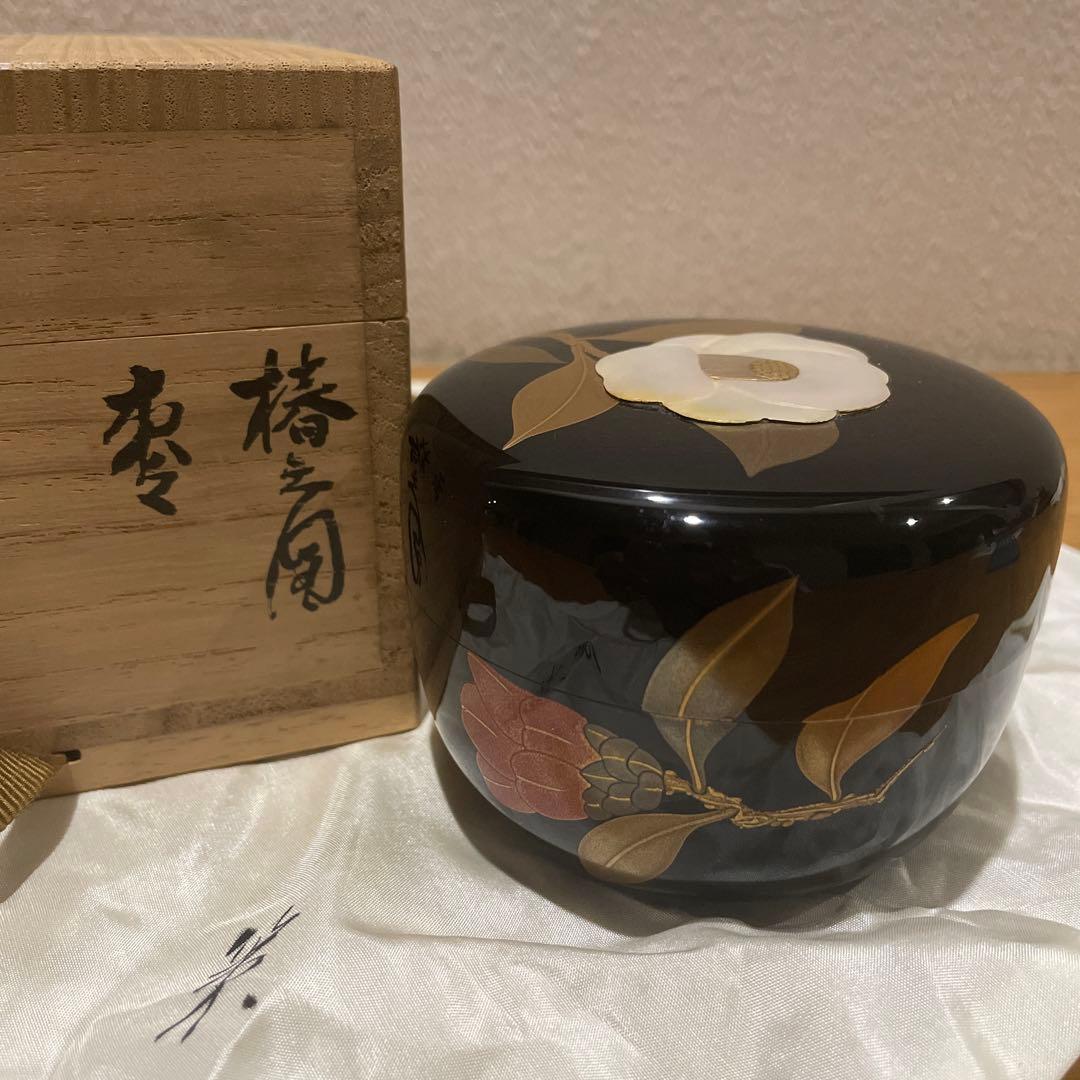 棗☆椿之図☆輪島塗☆蒔絵☆ 天野策地 造☆希少