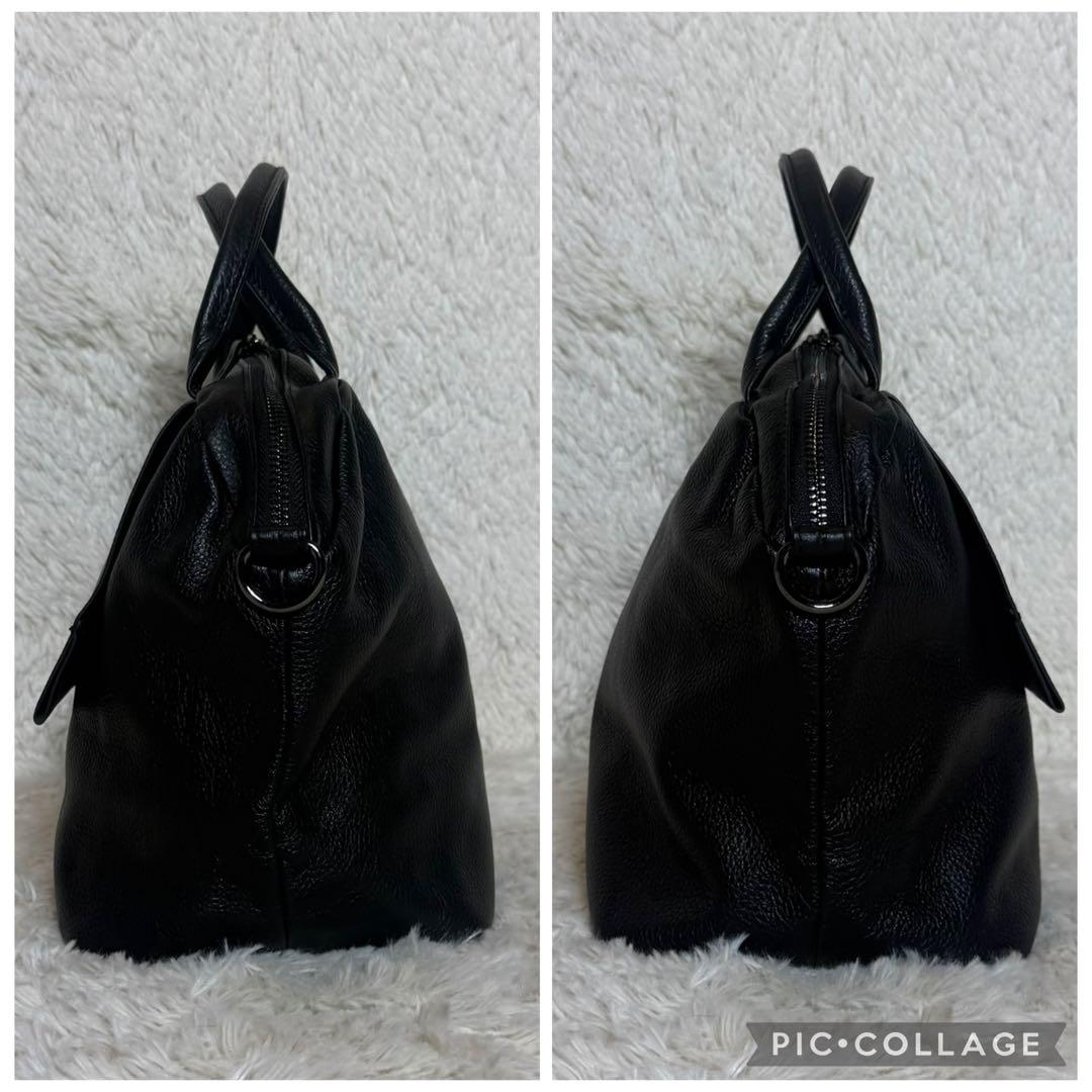 ほぼ未使用 ear PAPILLONNER レザーフラップ2WAYバッグ S 黒