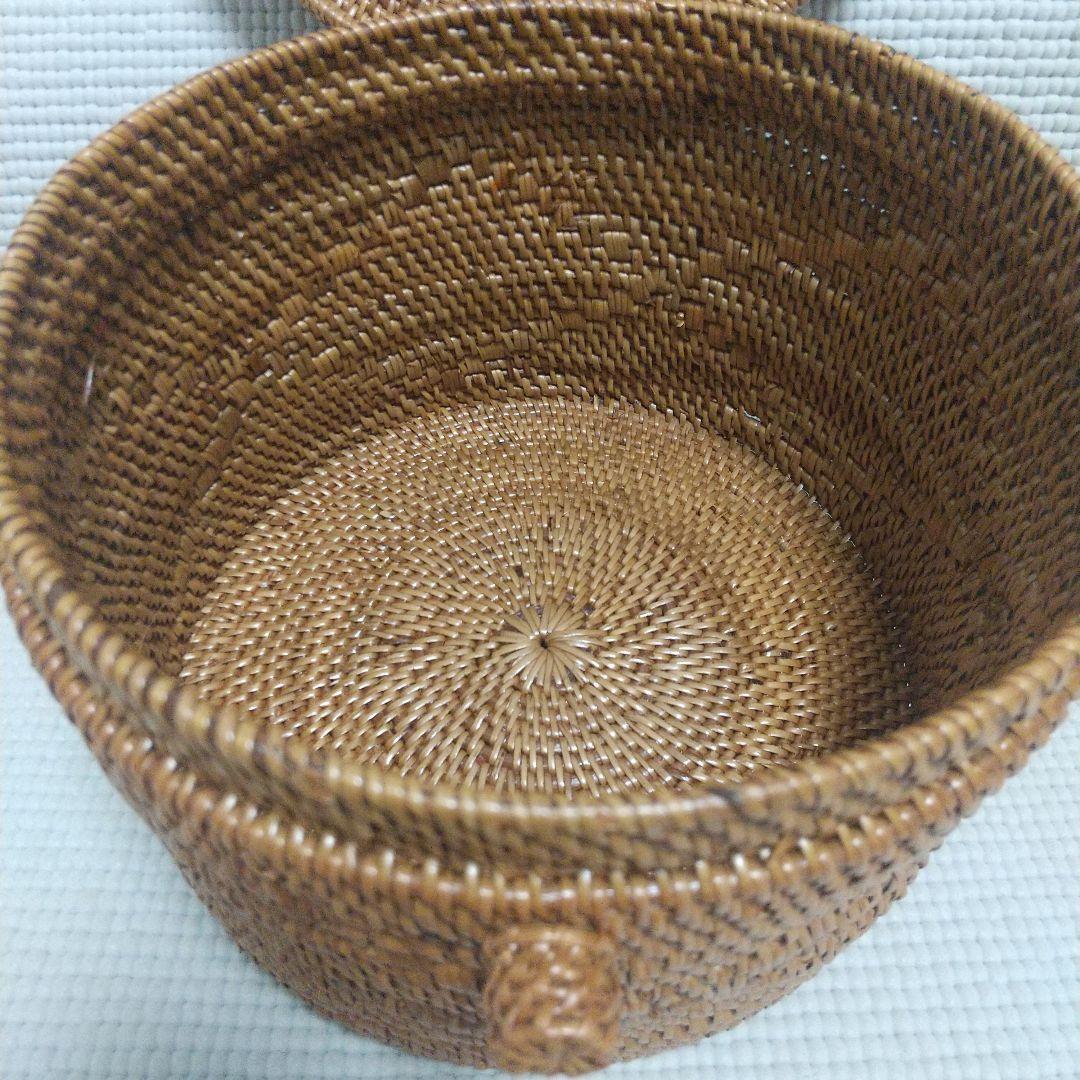 14×20cm アタ製♪持ち手付バスケット＆おまけ／自然素材 アジアン雑貨