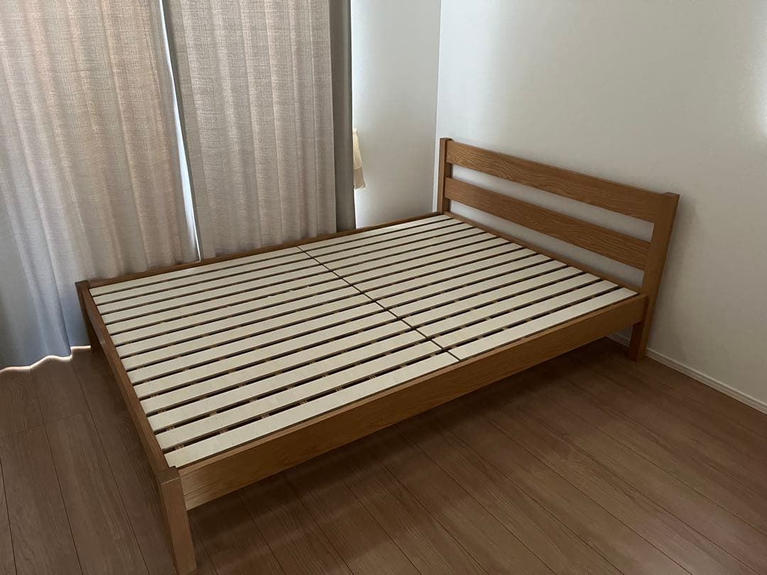 無印良品　木製ベッド　オーク材　突板　ダブル