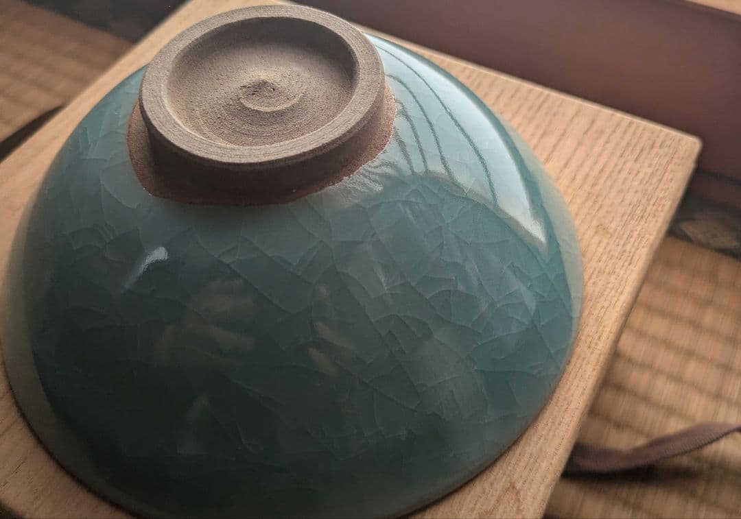 小笠原長春 青瓷茶碗 茶道具 共箱 美品 特選品