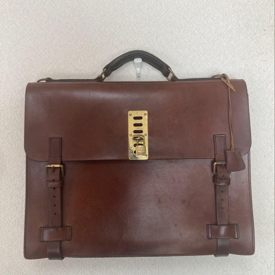 Luggage Label ビジネスバッグ ブライドルレザー 鍵付き チョコ