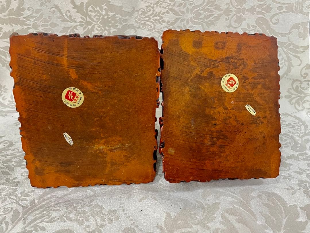 【魔除け★開運】中国骨董　石像　獅子　雄雌ペアセット