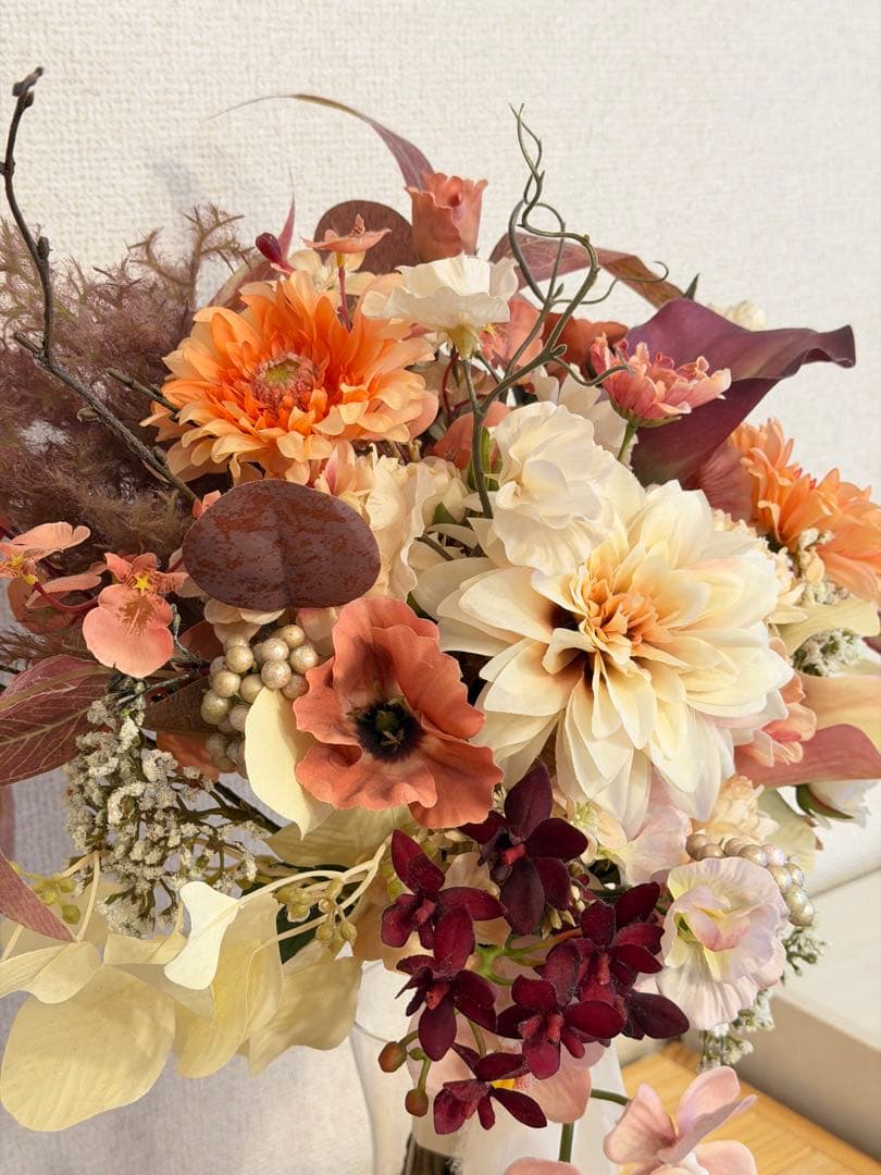 アートフラワーブーケ ピンクオレンジ