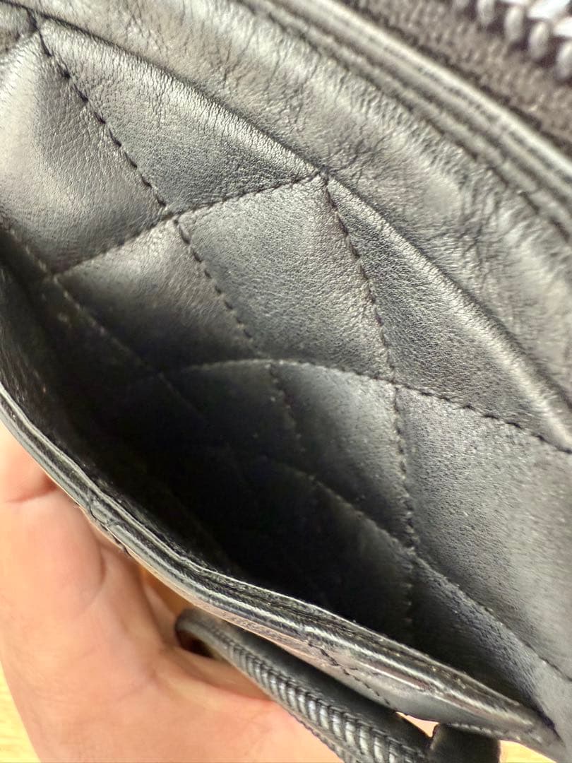 【希少】CHANEL カンボンライン アクセサリーポーチ ポシェット 黒×白