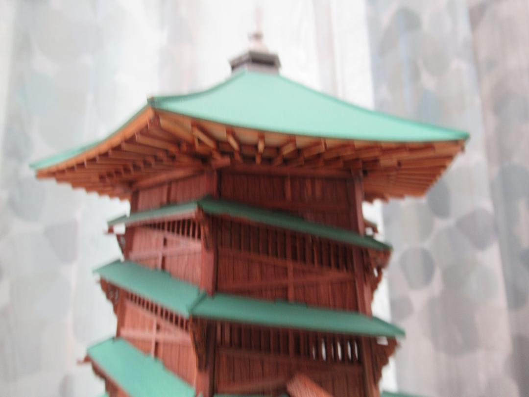 【完成品】会津さざえ堂模型　縮尺１／７５　高さ約１５ｃｍ