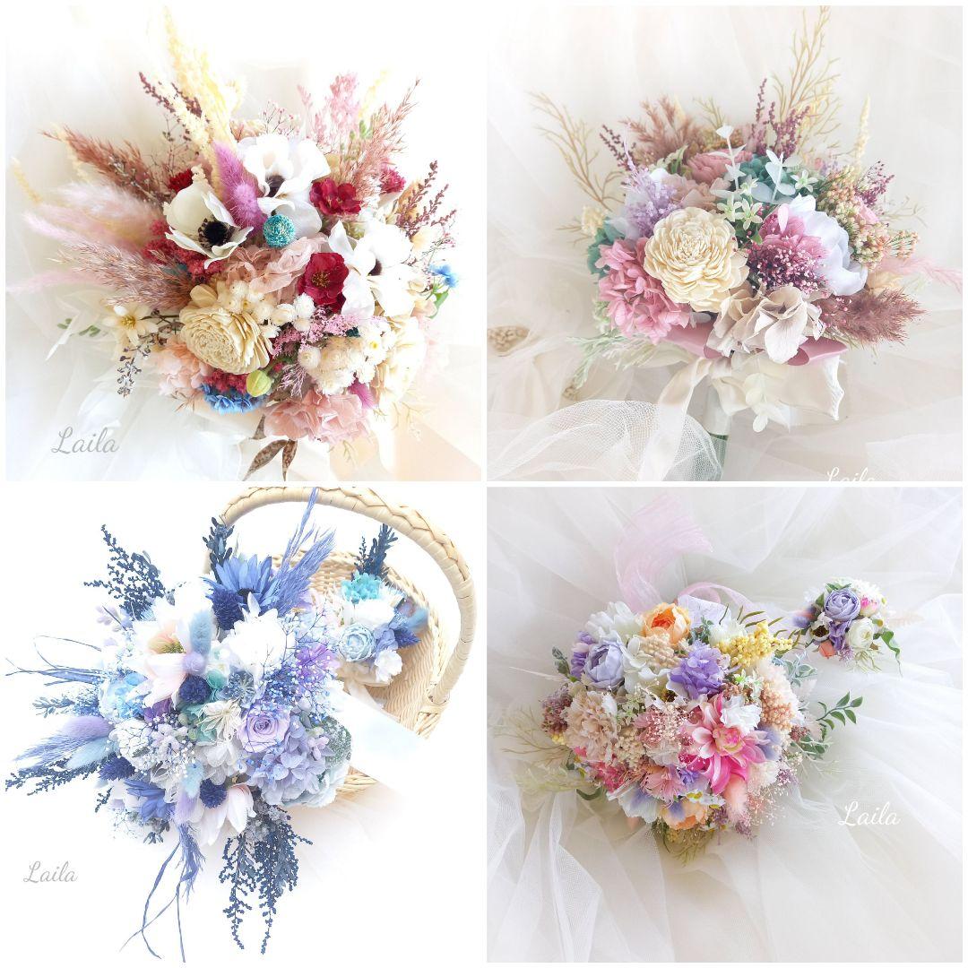 ウェディングブーケオーダー承りますリースブーケブートニア花冠リストブーケ結婚式