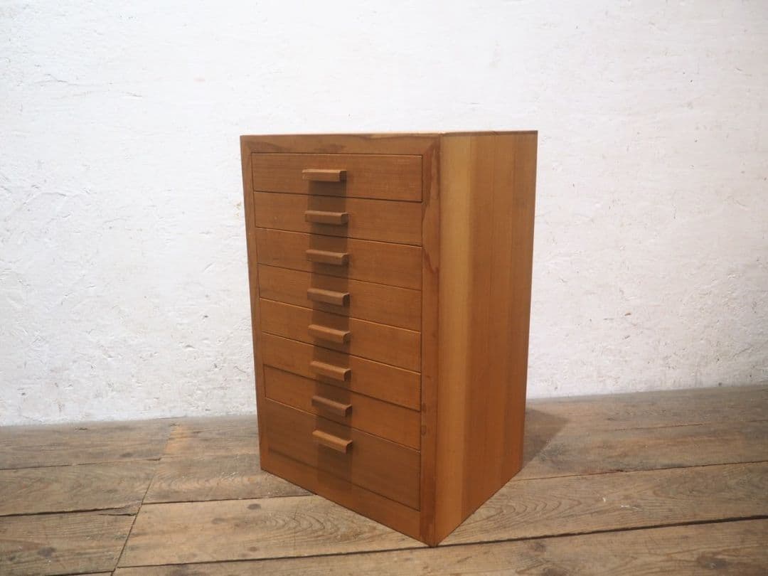 1244 ②10kg 重厚な無垢材の収納棚　袖机　引き出し　チェスト　テーブル