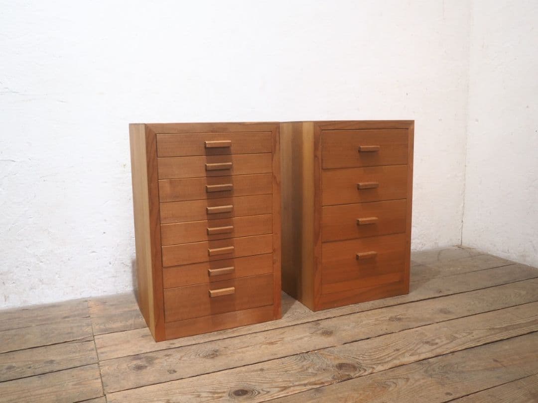 1244 ②10kg 重厚な無垢材の収納棚　袖机　引き出し　チェスト　テーブル