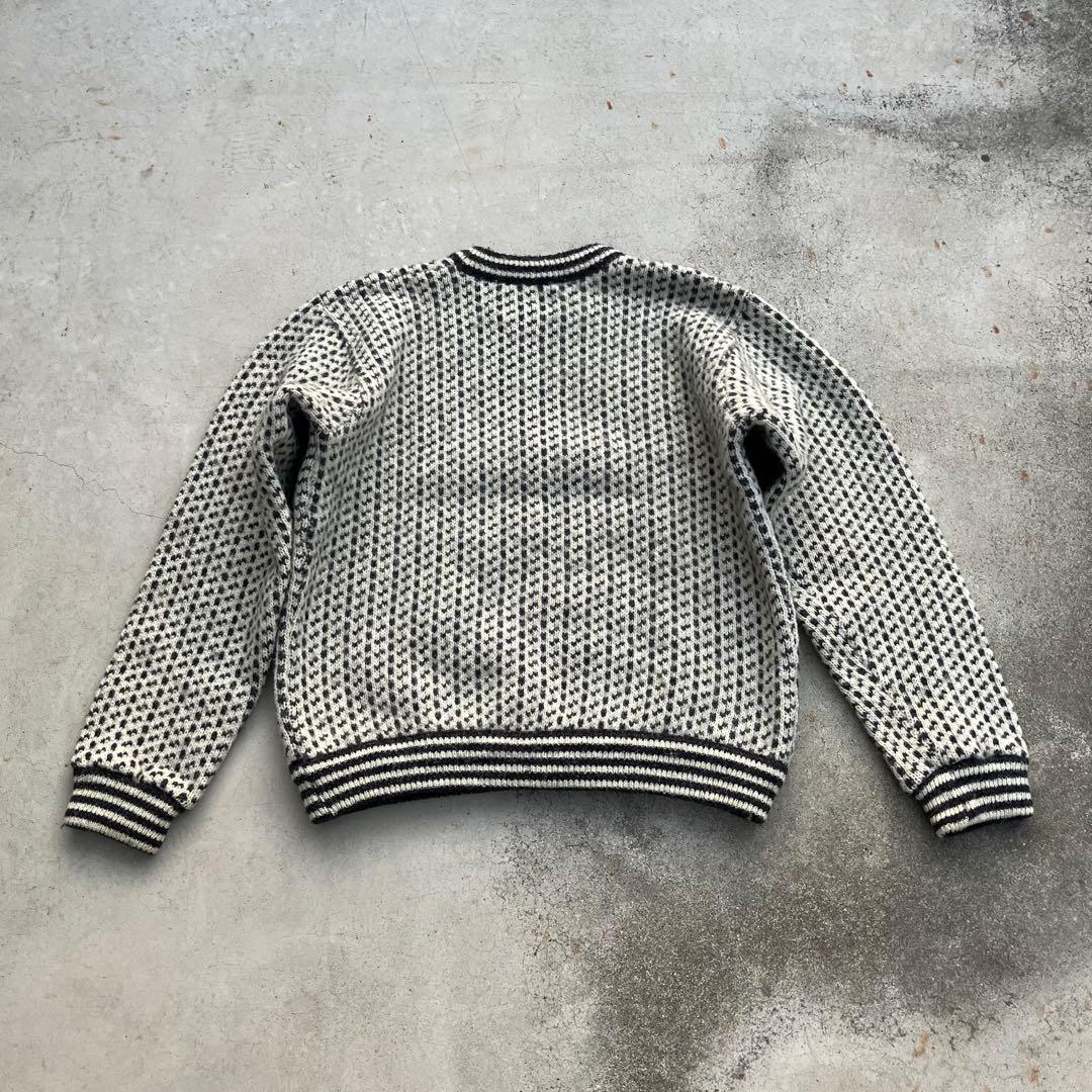 80’s L.L.Bean バーズアイ柄ウールニットセーター 総柄 ホワイト