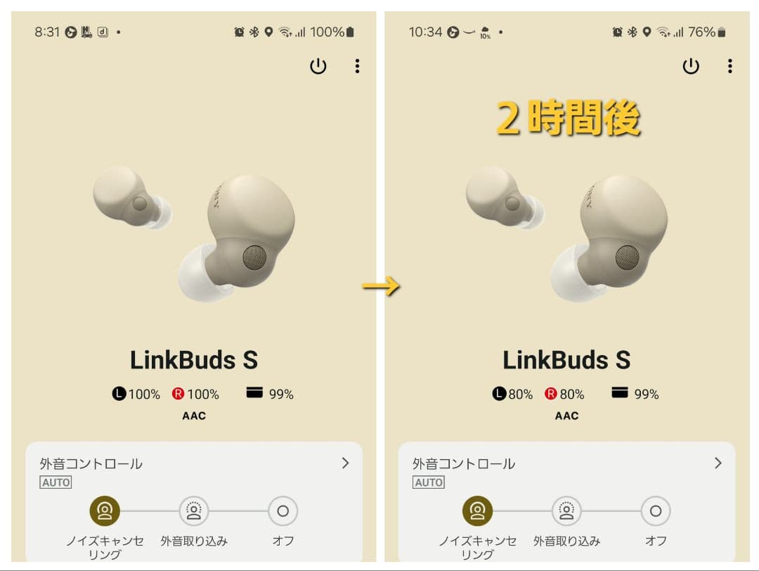 SONY LinkBuds S WF-LS900N エクリュ 電池交換品