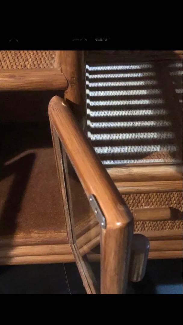 希少♦️ラタン 高級 キャビネット♦️ガラス扉付 ヴィンテージ 飾り棚♦️送料込