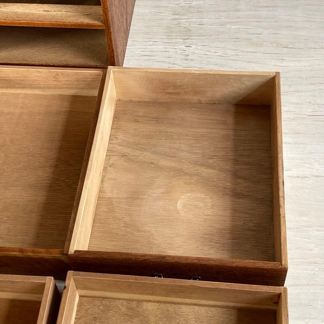 古い楢 無垢材 5杯 あられ組 小引き出し 古道具 古家具