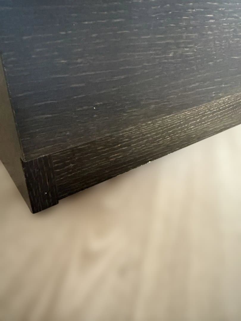 ベッドサイドボード木製コンセント付ダークブラウン