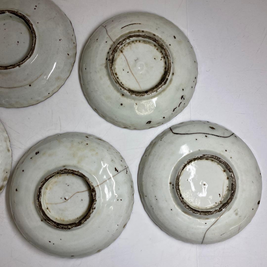 江戸初期 初期伊万里 染付 中皿 5枚 東キ8-0121☆2F