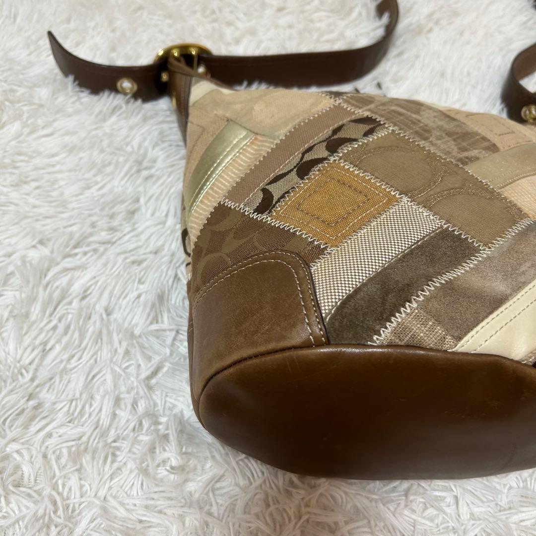 バッグ Coach Signature Patch Work Denim Bucket