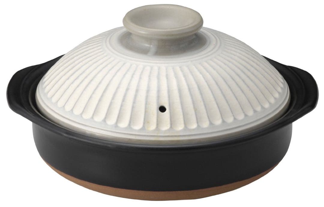 陶器製 土鍋 蓋付き 丸型　菊花 8号 2-3人用 直火対応 萬古焼