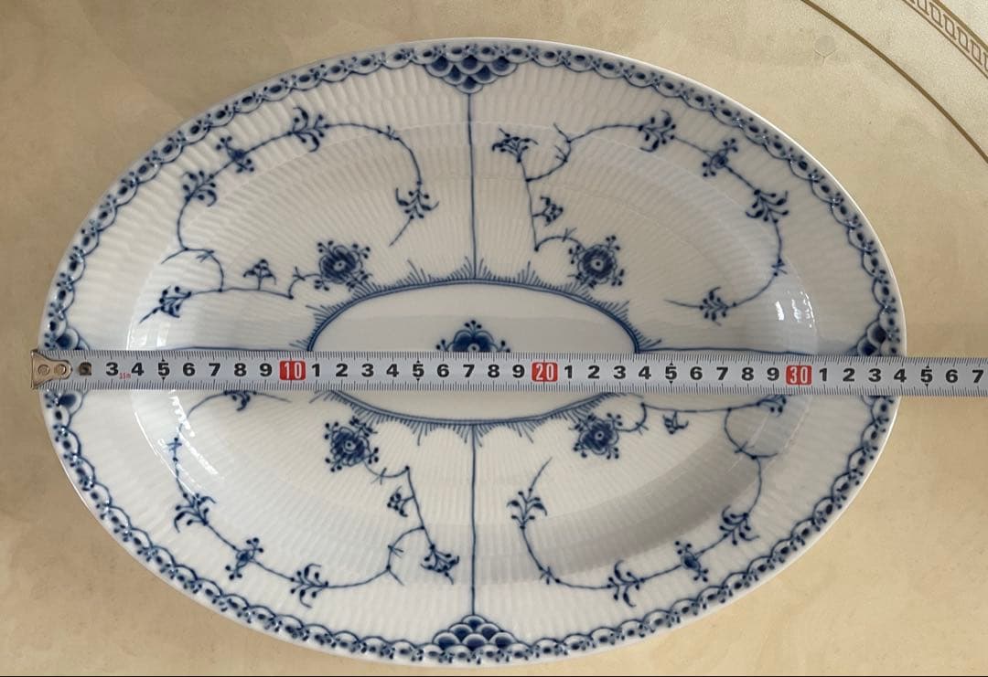 ロイヤルコペンハーゲン ブルーフルーテッド ハーフレース オーバルディッシュ