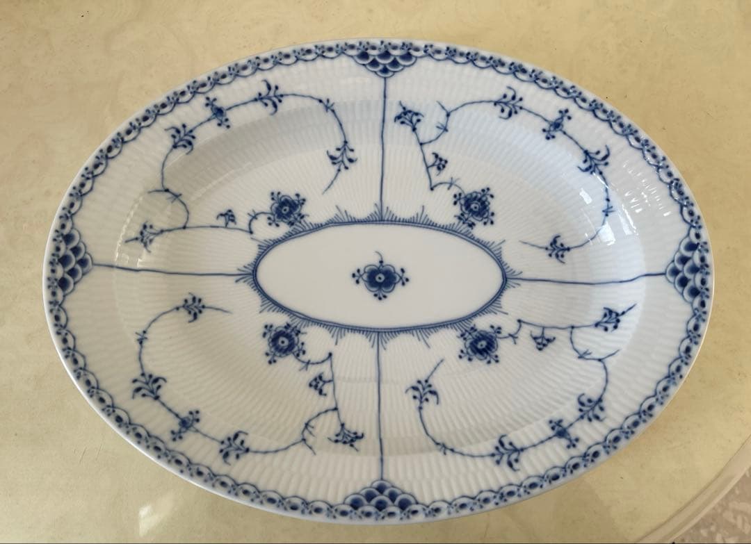 ロイヤルコペンハーゲン ブルーフルーテッド ハーフレース オーバルディッシュ