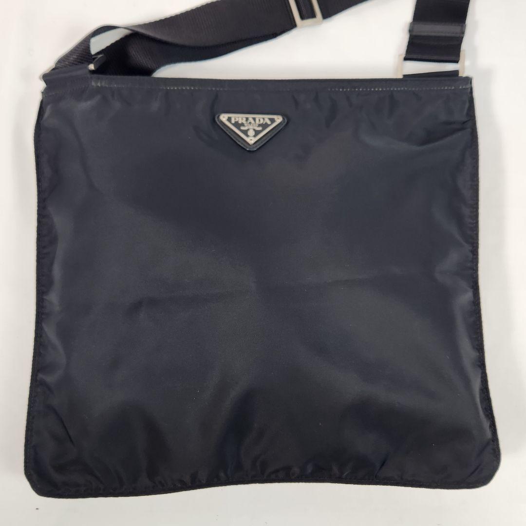 極美品 PRADA プラダ サコッシュ テスートナイロン ロゴプレート 黒