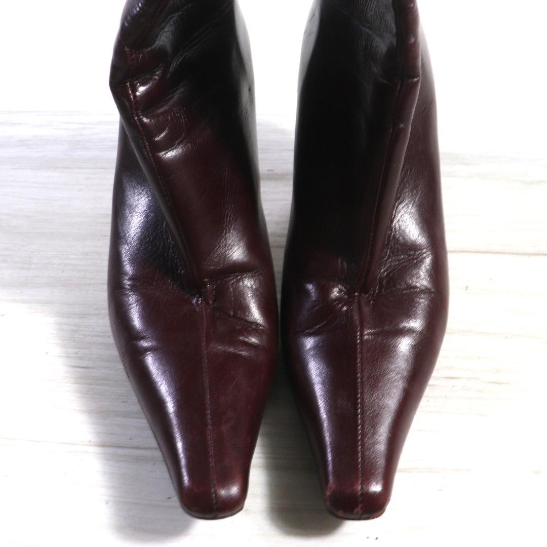 ◆ジミーチュウ　ロングブーツ　レザー　ブラウン　37 1/2 ジップアップ