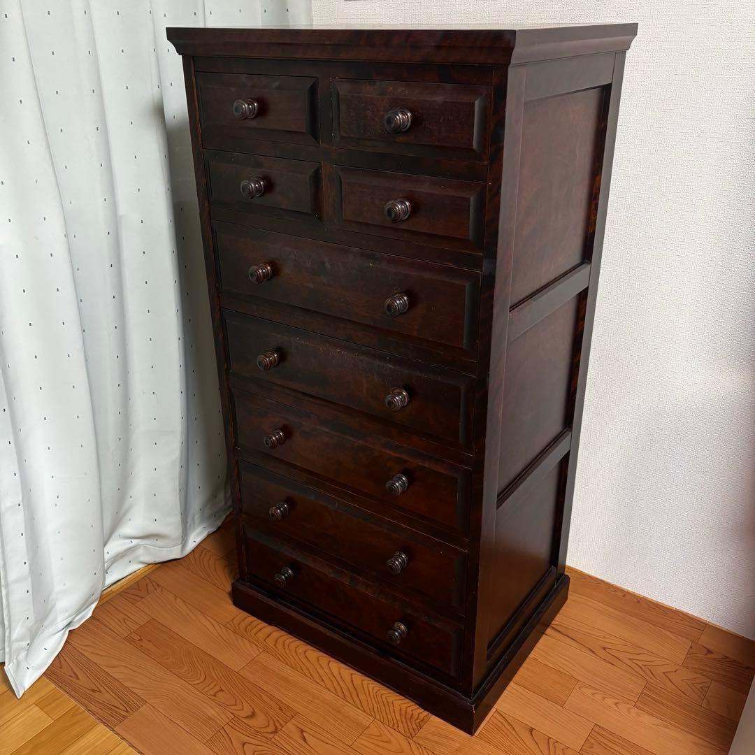 北海道民芸家具 整理タンス 7段9杯 ハイチェスト 整理箪笥 引き出し