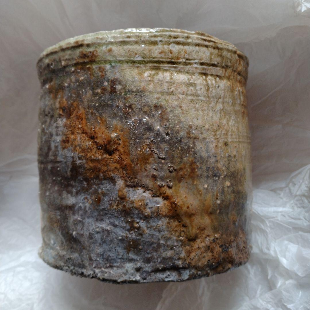 茶道具名品　期間限定特価　信楽水指（寺垣外窯　杉本貞光）塗蓋付き