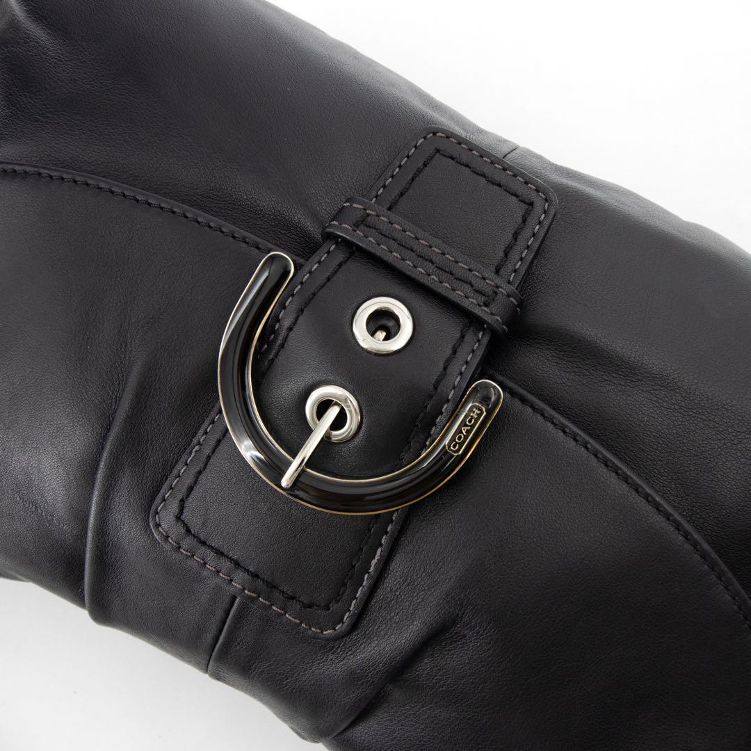 A096【COACH／コーチ】ソーホー　ワンショルダーバッグ　レザー　ブラック