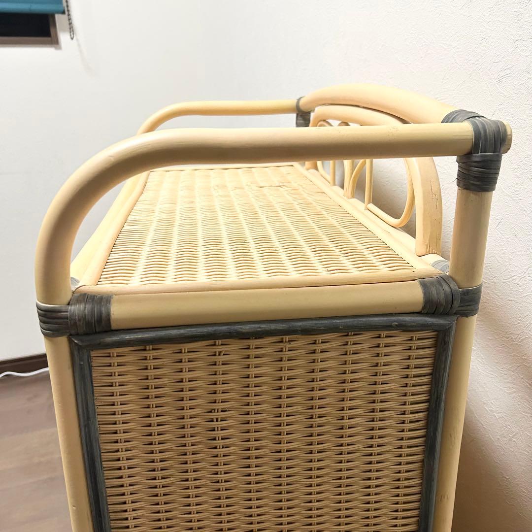 ラタン 5段チェスト 引き出し 収納 タンス 箪笥 電話台 ビンテージ