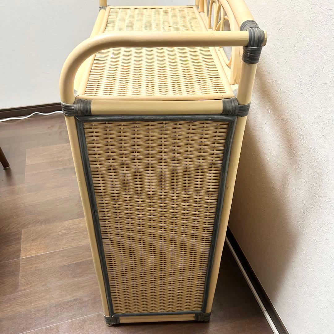 ラタン 5段チェスト 引き出し 収納 タンス 箪笥 電話台 ビンテージ