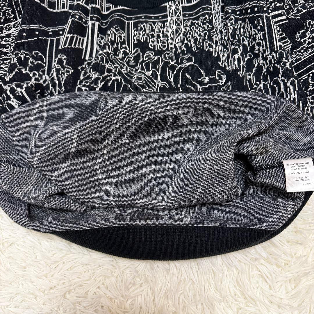 【希少】ISSEY MIYAKE 総柄ニットセーター ブラック　アートデザイン