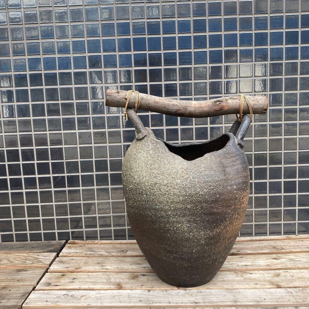 信楽焼 傘立て 工芸品 置物 インテリア 49cm 玄関 美品 レトロ