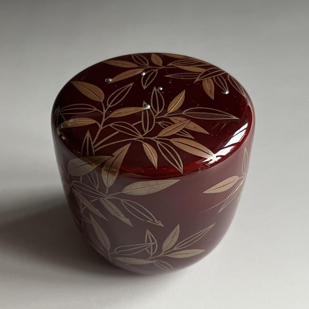 道場宗廣　笹銀蒔絵　溜　大棗　堀内宗完　兼中斎書付　薄茶器　茶道具