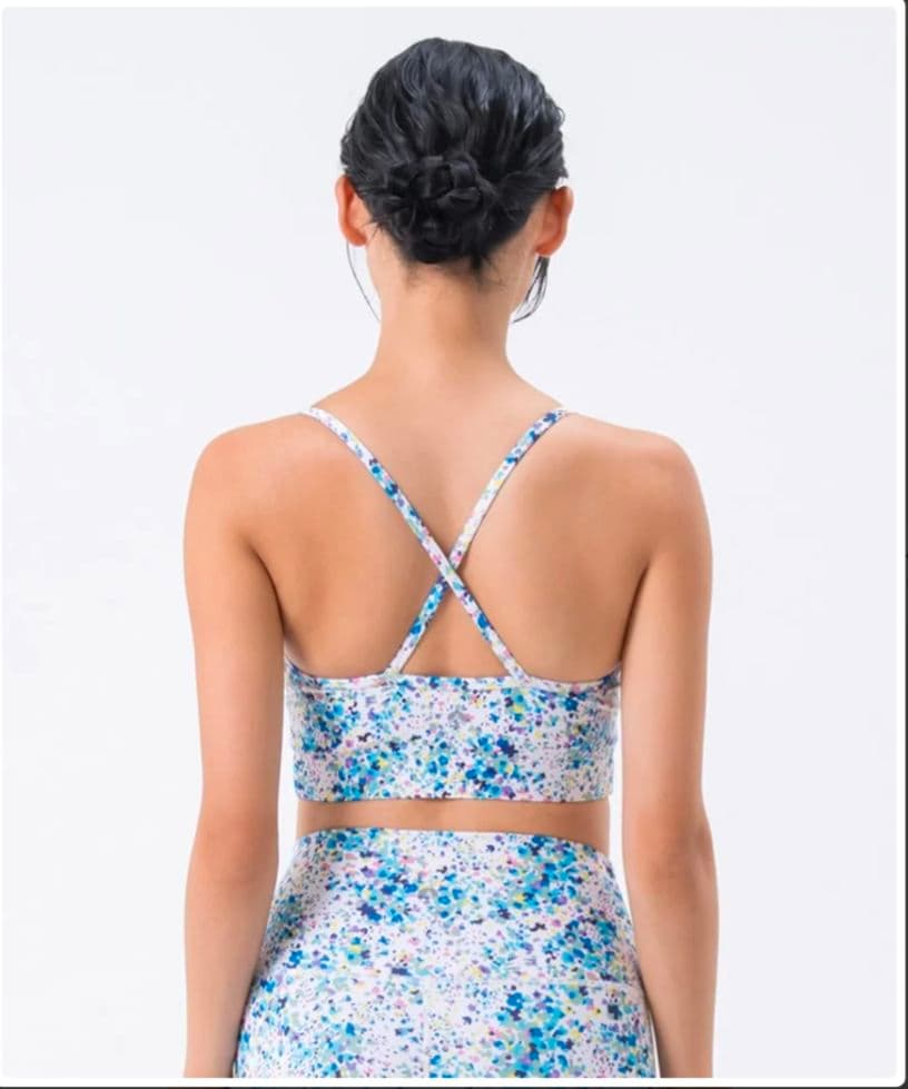 SUKALAフロントギャザータンクトップ付きトリプルセット　ホワイトアクア　LL