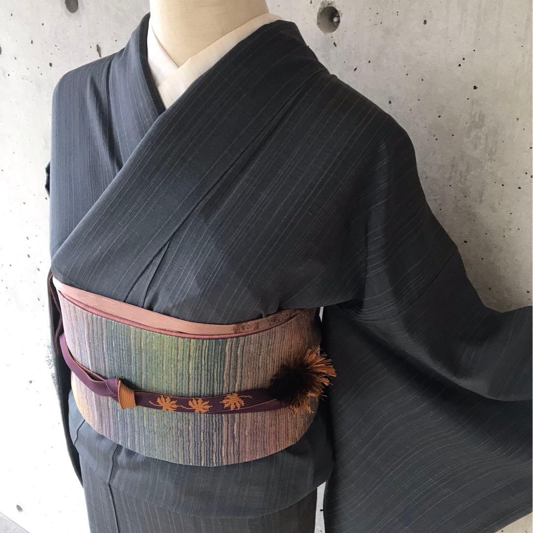 さが美【つづら屋平助】正絹　上質なた紬の訪問着　雪輪に松梅銀杏紅葉など　ガード